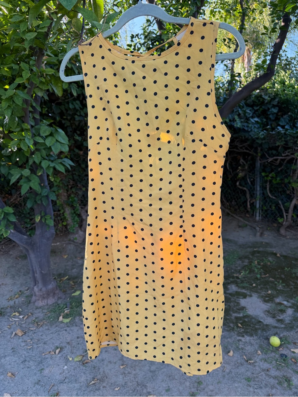 Yellow Polka Dot Sleeveless Mini Dress